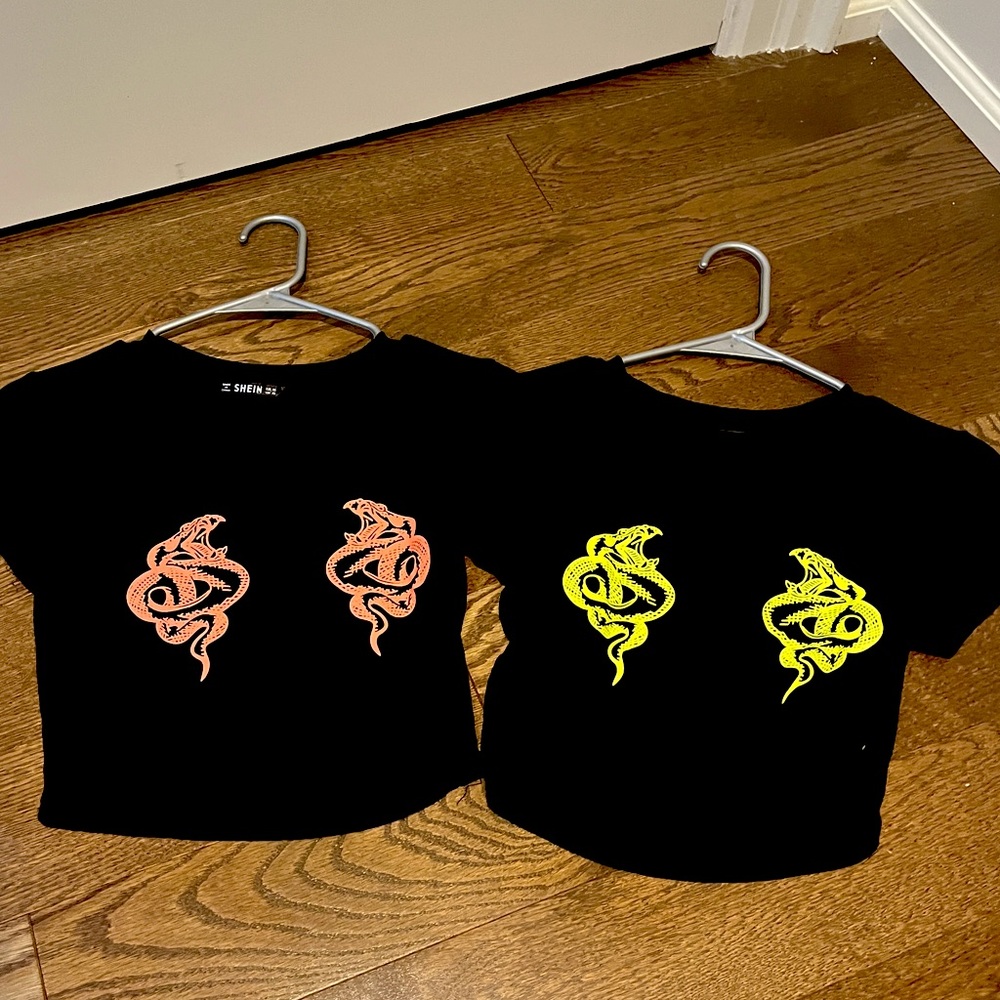 Shein Dragon Crop tops 2 pack